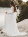 Simple Wedding Dress A Line V Neck Long Sleeve Floor Length Chiffon Lace Beach Wedding Dresses