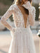 Simple Wedding Dress A Line V Neck Long Sleeves Lace Floor Length Bridal Gowns
