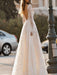 Simple Wedding Dress A Line V Neck Long Sleeves Lace Floor Length Bridal Gowns