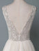 Simple Wedding Dress A Line V Neck Sleeveless Applique Beaded Floor Length Bridal Dresses