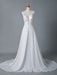 Simple Wedding Dress A Line V Neck Sleeveless Lace Illusion Back Bridal Gowns