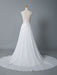 Simple Wedding Dress A Line V Neck Sleeveless Lace Illusion Back Bridal Gowns