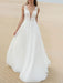 Simple Wedding Dress A Line V Neck Sleeveless Lace Illusion Back Bridal Gowns