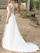 Simple Wedding Dress A Line V Neck Sleeveless Sash Floor Length Bridal Gowns With Train