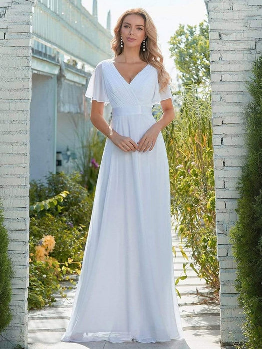 UK Chiffon Sleeveless Lace Sash Simple Bridal Gown A Line Cheap Wedding  Dresses