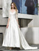 Simple Wedding Dress Jewel Neck Half Sleeves A Line Beaded Bridal Dresses With Train