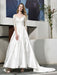 Simple Wedding Dress Jewel Neck Half Sleeves A Line Beaded Bridal Dresses With Train