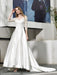 Simple Wedding Dress Jewel Neck Half Sleeves A Line Beaded Bridal Dresses With Train