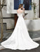 Simple Wedding Dress Jewel Neck Half Sleeves A Line Beaded Bridal Dresses With Train