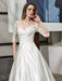 Simple Wedding Dress Jewel Neck Half Sleeves A Line Beaded Bridal Dresses With Train