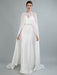 Simple Wedding Dress Sheath Sweetheart Neck Long Sleeves Beaded Bridal Dresses With Train