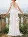 Simple Wedding Dress Sheath V Neck Sleeveless Pleated Floor Length With Train Lace Bridal Dresses