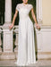 Simple Wedding Dress Sheath V Neck Sleeveless Pleated Floor Length With Train Lace Bridal Dresses