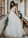 Simple Wedding Dress Tulle A Line V Neck Sleeveless Lace Floor Length Bridal Dresses