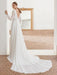 Simple Wedding Dress With Train Chiffon Halter Long Sleeves Lace A Line Bridal Dresses