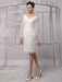 Simple Wedding Dresses 2021 Short Long Sleeve Illusion Neckline koyhole Knee length Sheath Bridal Dress misshow