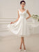 Simple Wedding Dresses Ivory Wedding Dress Knee-Length Backless Straps Lace Bridal Dress