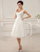 Simple Wedding Dresses Ivory Wedding Dress Knee-Length Backless Straps Lace Bridal Dress
