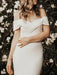 Simple Wedding Dresses Satin Off The Shoulder Pleated Floor Length Chapel Train Bridal Dress