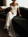 Simple Wedding Dresses Satin Off The Shoulder Pleated Floor Length Chapel Train Bridal Dress