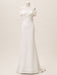 Simple Wedding Dresses Satin Off The Shoulder Pleated Floor Length Chapel Train Bridal Dress
