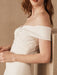 Simple Wedding Dresses Satin Off The Shoulder Pleated Floor Length Chapel Train Bridal Dress