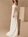 Simple Wedding Dresses Satin Off The Shoulder Pleated Floor Length Chapel Train Bridal Dress