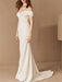 Simple Wedding Dresses Satin Off The Shoulder Pleated Floor Length Chapel Train Bridal Dress