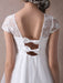 Simple Wedding Dresses Short Empire Waist Lace Tulle Cap Sleeve Pregnant Bridal Dress