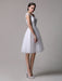 Simple Wedding Dresses Tulle Scoop Neck Knee Length Short Bridal Dress With Lace Cap Sleeves