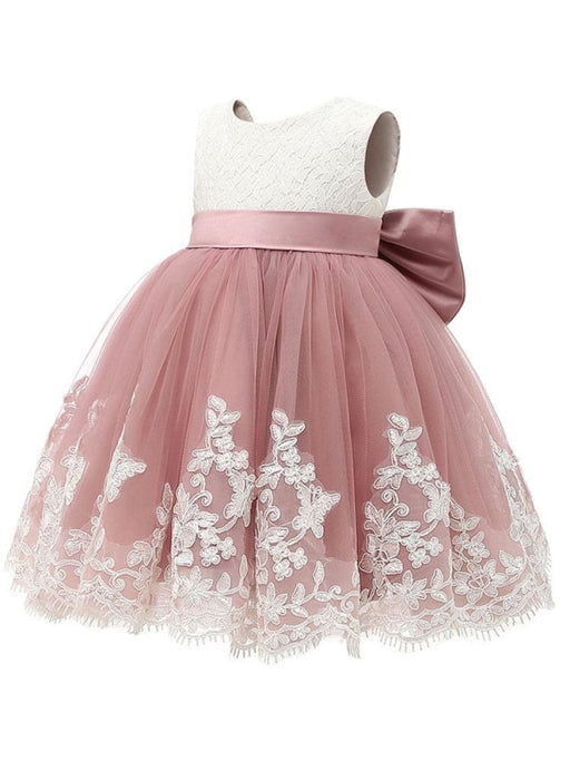 Flower Girl Dresses Jewel Neck Sleeveless Bows Kids Social Party Dresses