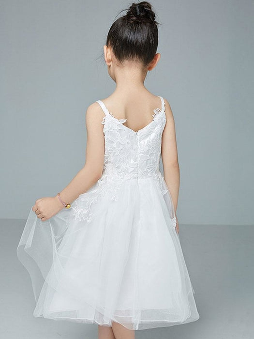 Flower Girl Dresses Jewel Neck Sleeveless Embroidered Kids Social Party Dresses