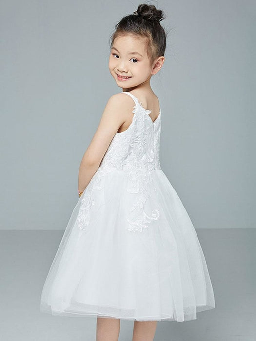 Flower Girl Dresses Jewel Neck Sleeveless Embroidered Kids Social Party Dresses