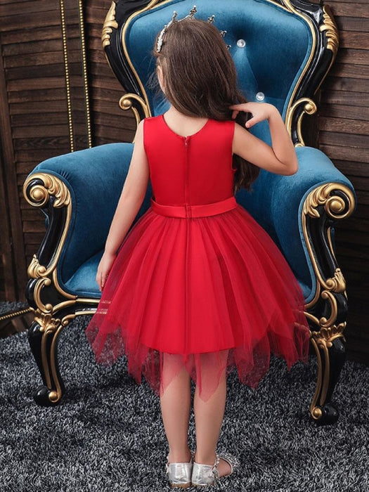 Flower Girl Dresses Designed Neckline Sleeveless Embroidered Kids Social Party Dresses