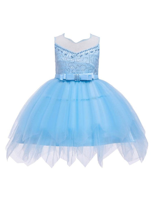 Flower Girl Dresses Designed Neckline Sleeveless Embroidered Kids Social Party Dresses