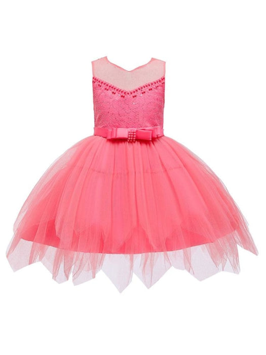 Flower Girl Dresses Designed Neckline Sleeveless Embroidered Kids Social Party Dresses