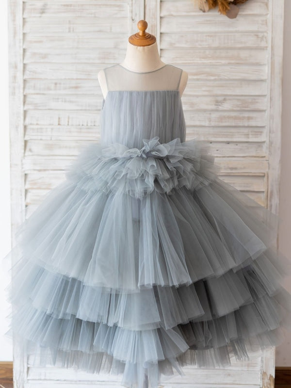 Flower Girl Dresses Jewel Neck Sleeveless Kids Social Party Dresses