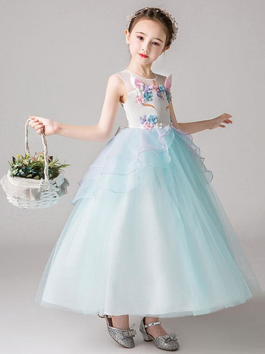 Flower Girl Dresses Jewel Neck Sleeveless Flowers Kids Party Dresses