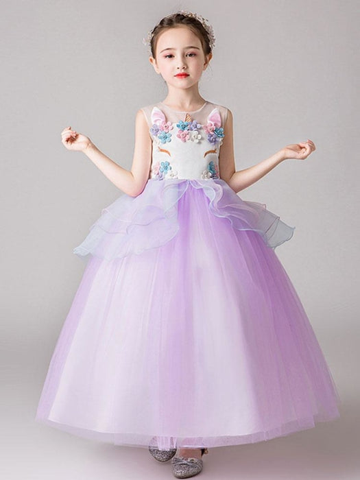 Flower Girl Dresses Jewel Neck Sleeveless Flowers Kids Party Dresses