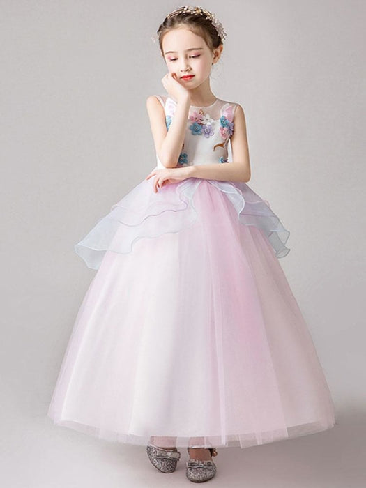 Flower Girl Dresses Jewel Neck Sleeveless Flowers Kids Party Dresses