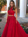 Sleeveless Halter With Beading Tulle Floor-Length Two Piece Dresses - Prom Dresses