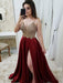 Sleeveless Straps Floor-Length A-line With Beading Satin Dresses - Prom Dresses