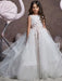 Flower Girl Dresses Jewel Neck Tulle Sleeveless Sweep Princess Silhouette Embroidered Formal Kids Pageant Dresses