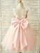 Flower Girl Dresses Bows Sleeveless V-Neck Dark Navy Kids Party Dresses