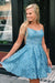 Spaghetti Strap Lace Short Homecoming with Rhinestone Backless Mini Prom Dress - Prom Dresses
