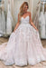 Spaghetti Strap Sleeveless Lace Applique Puffy Long Wedding Dress - Wedding Dresses