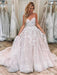 Spaghetti Strap Sleeveless Lace Applique Puffy Long Wedding Dress - Wedding Dresses