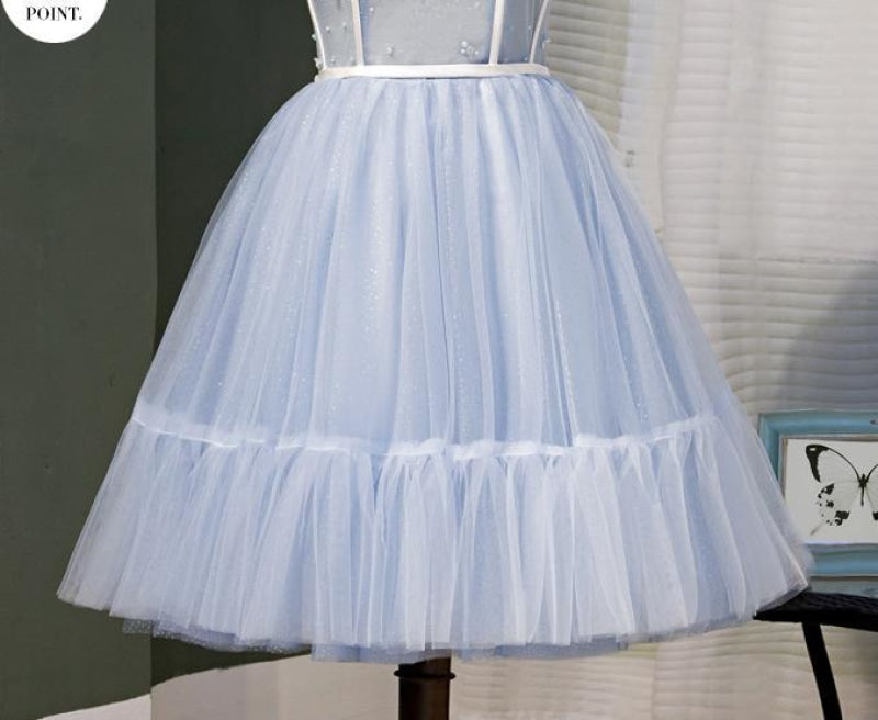 Spaghetti Strap Tulle Short Sweet 16 Dresses A Line Sleeveless Homecoming Dress with Beads - Prom Dresses