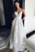 Spaghetti Strap V Neck Beach Court Train Tulle Wedding Dress with Lace - Wedding Dresses