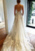 Spaghetti Strap V Neck Beach Court Train Tulle Wedding Dress with Lace - Wedding Dresses